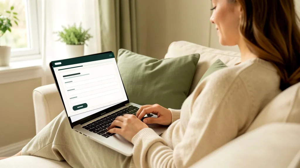 Patient filling in the Mendoxa online ED questionnaire on a laptop at home